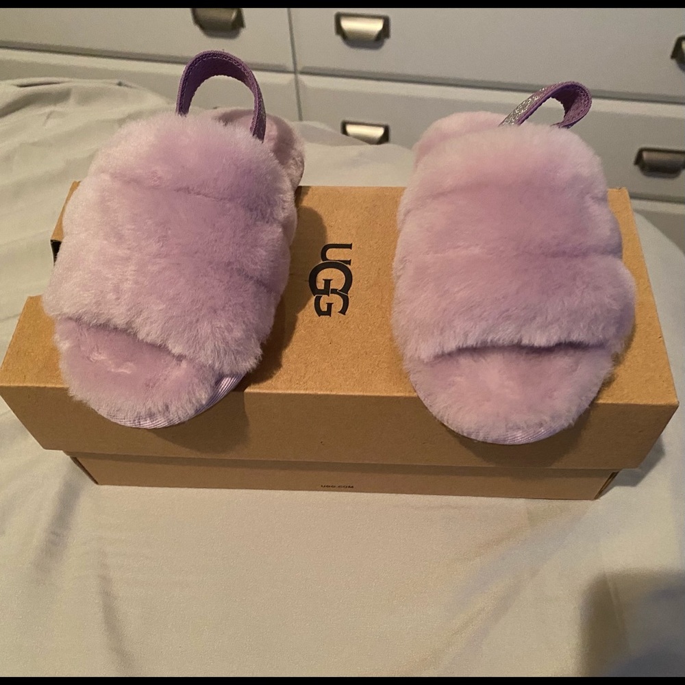 Sparkly light purple FLUFF yeah Ugg slippers